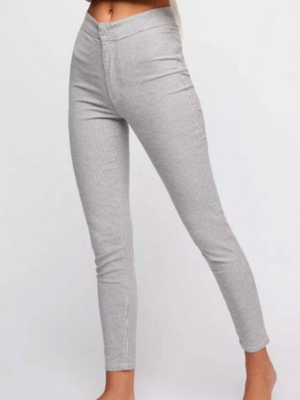 Free People Railroad Striped Cropped Skinny Jeans